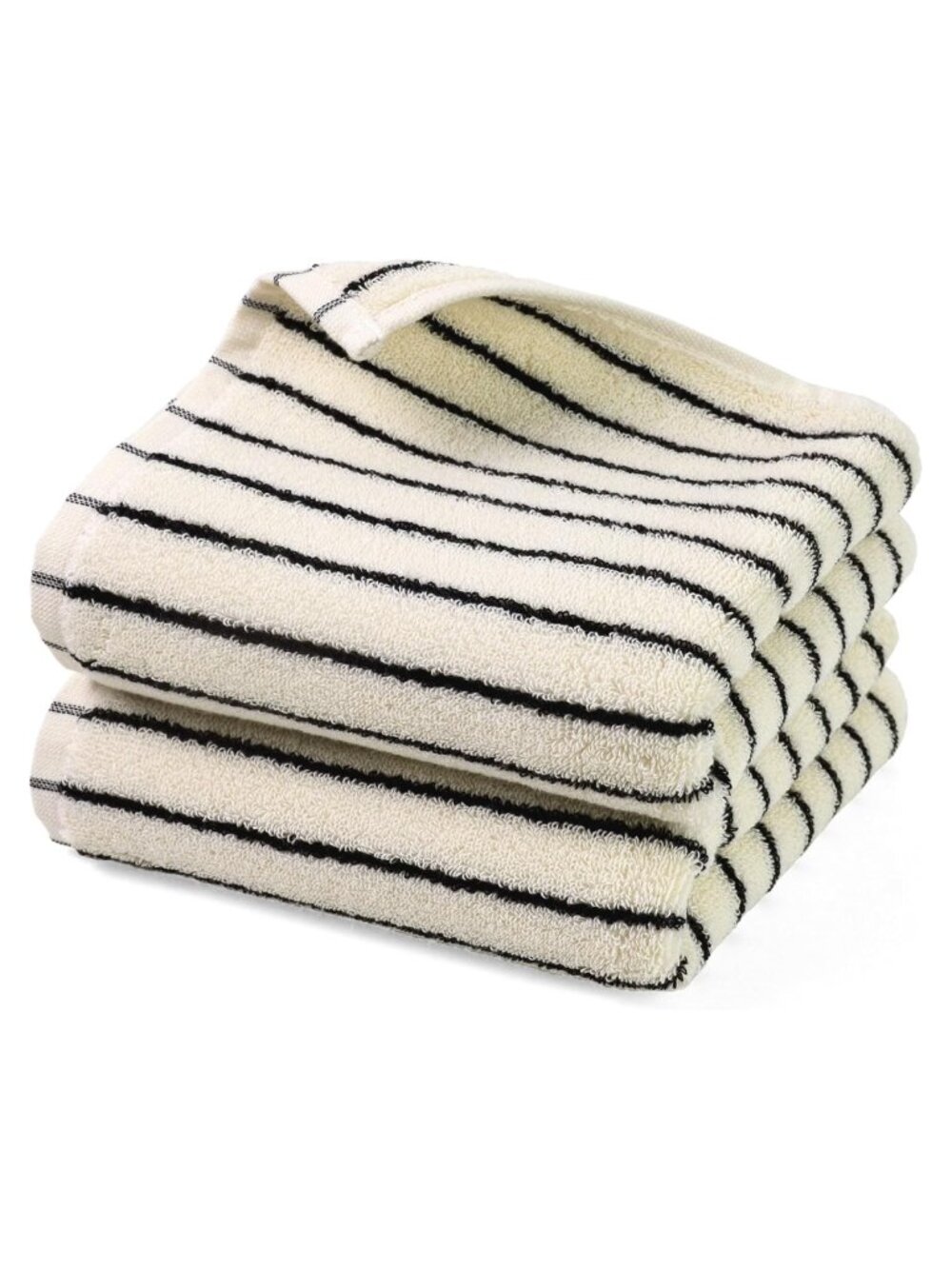 Cotton Striped Hand Towels Set of 2 Quick Dry Bathroom Kitchen 14x29